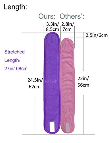 Spa Hairband Pack of 6 All Purple Non-slip Stretchable Washable Makeup Headband for Face Wash Facial Treatment Sport, 6 Count