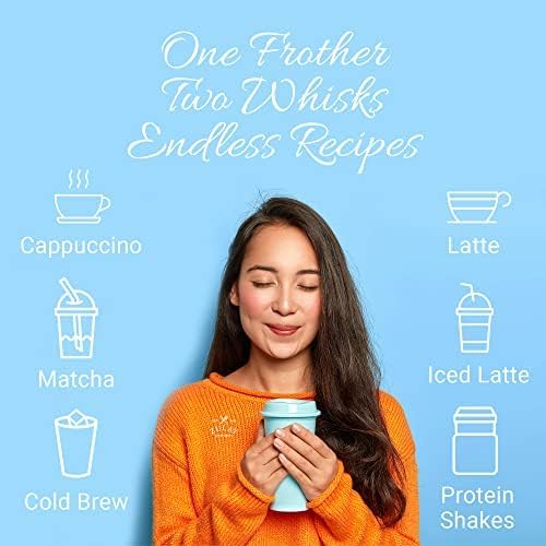 Zulay Kitchen Powerful Double Whisk Milk Frother Handheld - Foam Maker With Stand - Whisk Drink Mixer for Coffee, Mini Foamer for Latte, Matcha, Frappe, Hot Chocolate & Cappuccino (Bubblegum)