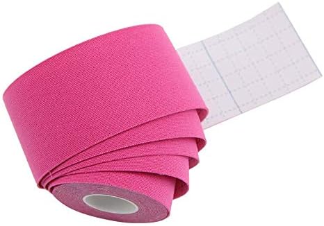 MUEUSS Kinesiology Tape Elastic Cotton Athletic Tape Precut Strips,Waterproof Tape for Protects Muscles,Knees,Shoulders Plantar Fasciitis Pain Relief,Pregnancy Belly Tape (2rolls Black&Pink)