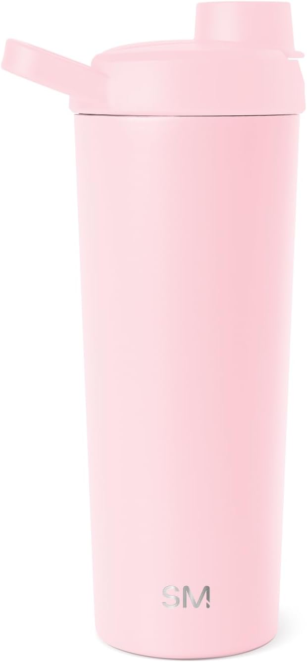 Simple Modern Stainless Steel Shaker Bottle with Ball 24oz | Metal Insulated Cup for Protein Mixes, Shakes and Pre Workout | Rally Collection | Blush