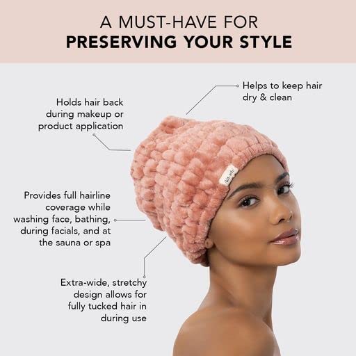 Kitsch Spa Headband for Women - Soft, Stretchy Skincare Headband for Washing Face, Makeup & Facials | Extra-Wide, Non-Slip for Beauty Routines & Self-Care - Dusty Rose