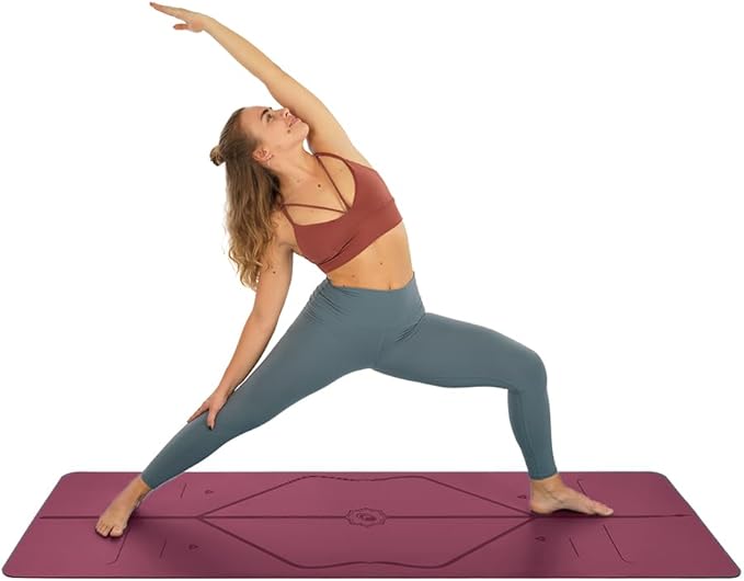 Liforme Original Yoga Mat – Free Yoga Bag Included - Patented Alignment System, Warrior-like Grip, Non-slip, Eco-friendly, sweat-resistant, long, wide, 4.2mm thick mat for comfort