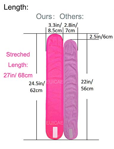 EUICAE Hairband, Pack of 6 - Hot Pink Spa Headband, Adjustable Size, Soft Terry Cloth, Washer & Dryer Friendly, Makeup, Sport, Hair Care, Salon, Gym, Yoga, Dance, Adults