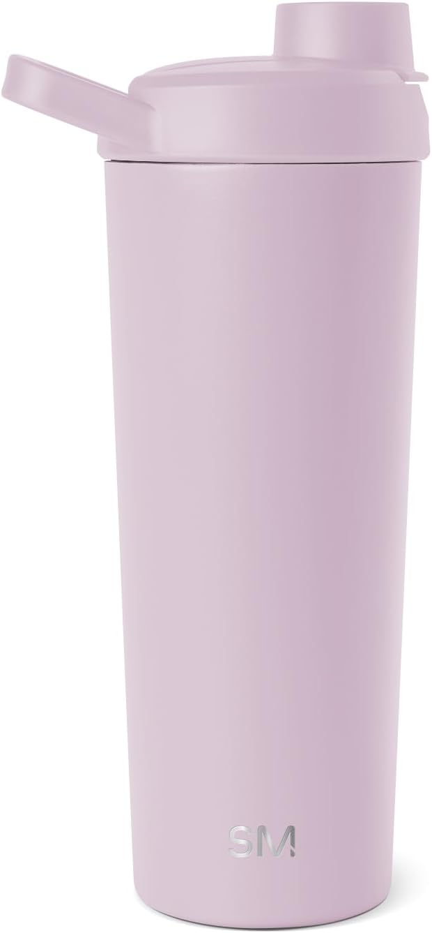 Simple Modern Stainless Steel Shaker Bottle with Ball 24oz | Metal Insulated Cup for Protein Mixes, Shakes and Pre Workout | Rally Collection | Lavender Mist