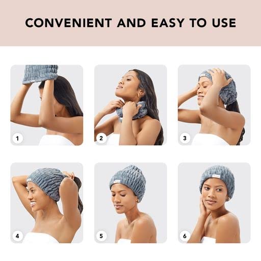 Kitsch Spa Headband for Women – Soft, Stretchy Skincare Headband for Washing Face, Makeup & Facials | Extra-Wide, Non-Slip for Beauty Routines & Self-Care - Misty Blue