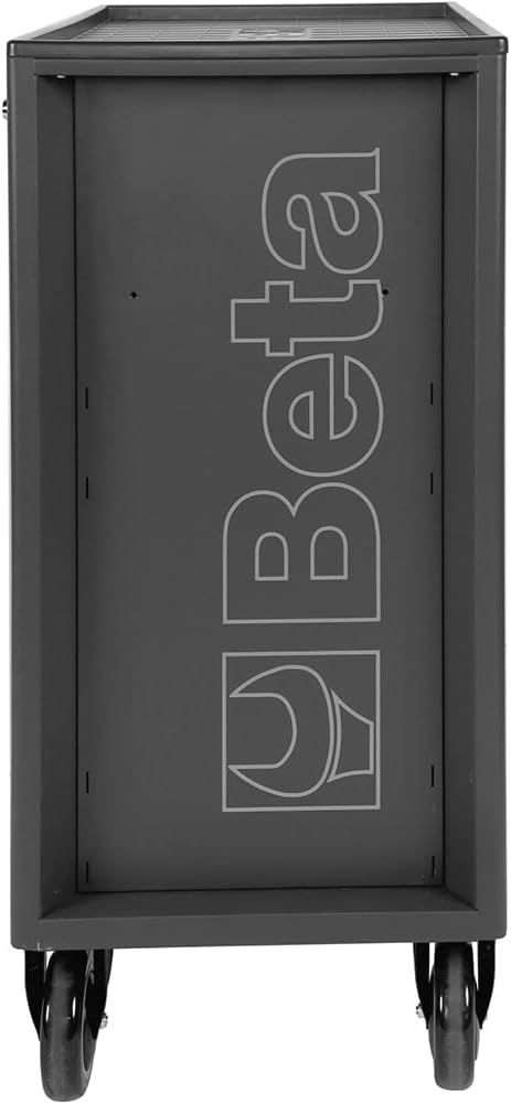 Beta RSC24 Heavy Duty Rolling Tool Cabinet, 8 Drawers, Light Grey, Ball Bearing Slides, Rubber Mat Liners, 5" Casters, Anti-Fall Edge Worktop, 1760 lbs Load Capacity, Made in Italy