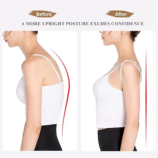 WEEOATAR Upper Back Brace Posture Corrector Posture Trainer, Breathable, Adjustable, Easy to Use with Magic Stickers, 4 Back Straps Back Straightener for Adults and Kids (Black, XXL)