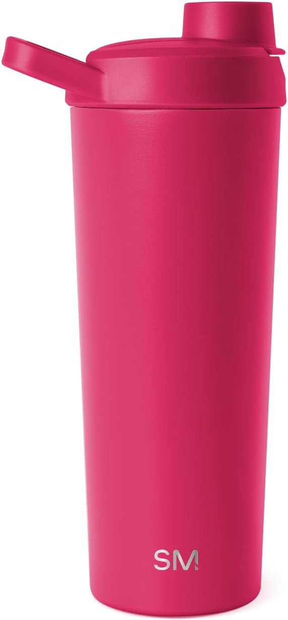 Simple Modern Stainless Steel Shaker Bottle with Ball 24oz | Metal Insulated Cup for Protein Mixes, Shakes and Pre Workout | Rally Collection | Berry Twist