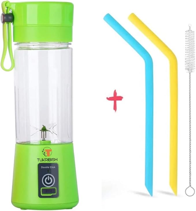 Portable Blender for shakes and smoothies, Cordless Personal Mini Travel Fruit Juicer Cup Mixer Electric Smoothie Blender Maker, 13oz Bottles, USB Rechargeable (Green)