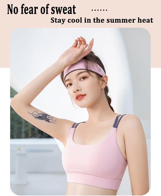 Women's Ice-Feeling Sports Headband Quick-Drying Cooling Sweatband Moisture Wicking Non Slip Exercise Sweat Band for Women Workout Running Tennis Yoga Fitness