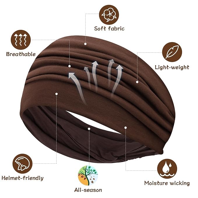 S&N Remille Wide Headbands for Women, Large Hairband, Elastic Non-Slip Headband Twist Knotted Accessories, Yoga Workout Vintage Hair 3 Pack