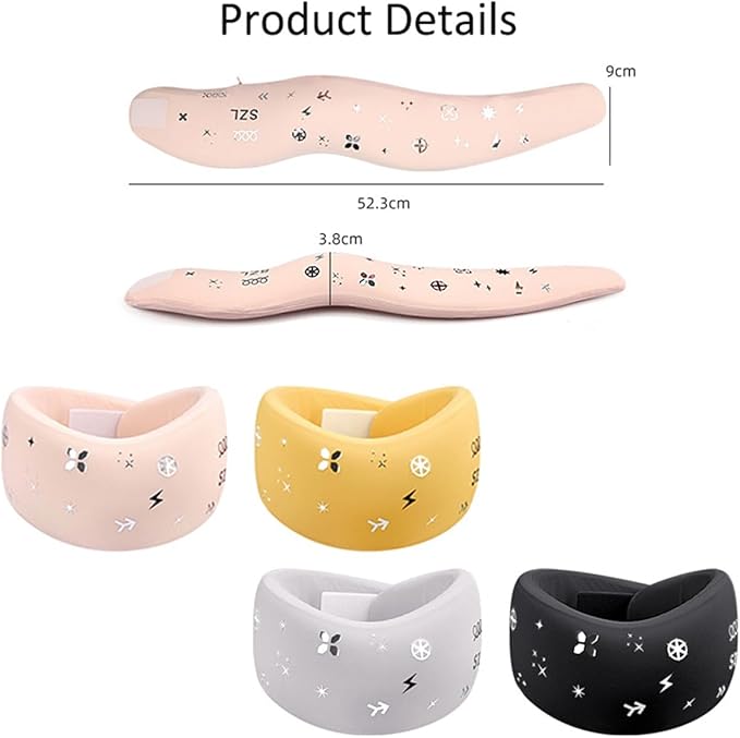 Neck Brace, Soft Memory Foam Cervical Collar Universal Neck Support Brace for Sleeping, Portable Neck Traction Equipment Forward Head Neck Posture Corrector for Women Men Spine Pressure (Pink)
