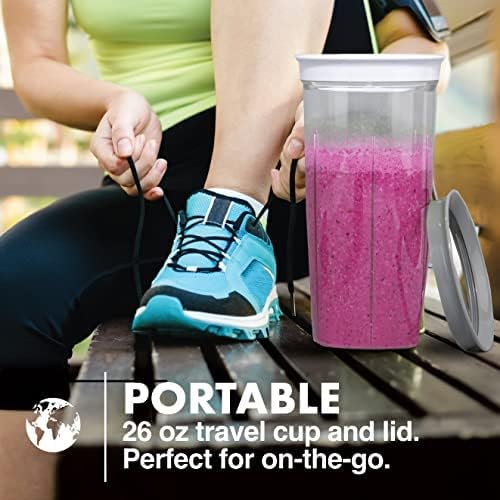 Bionic Blade Personal Blender 26.5 Oz, Cordless, Rechargeable 18,000 RPM Portable Blender for Shakes and Smoothies Mini Blender Portable 8.6" Tall, Seen On TV (Gunmetal)