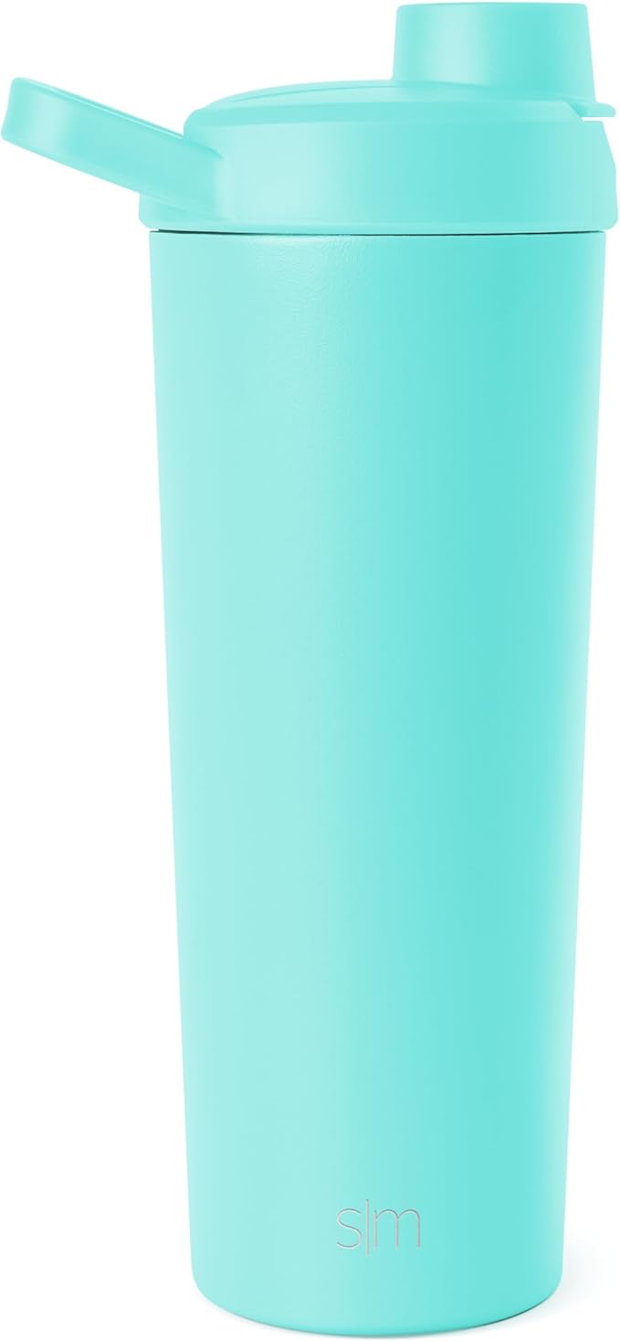 Simple Modern Stainless Steel Shaker Bottle with Ball 24oz | Metal Insulated Cup for Protein Mixes, Shakes and Pre Workout | Rally Collection | Ocean Water