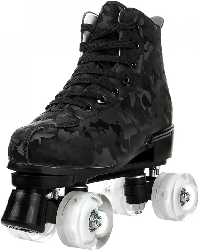 Roller Skates for Women and Men Cowhide High-Top Shoes Classic Double-Row Roller Skate Four-Wheel Roller Skates for Men Girls Unisex Christmas