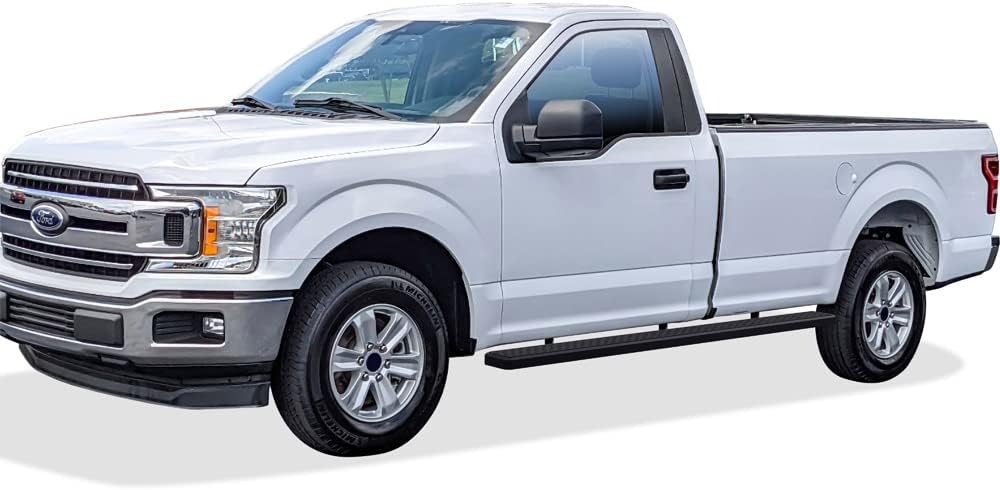 APS Wheel to Wheel Running Boards 5in Compatible with Ford F150 2015-2025 Regular Cab 6.5ft Bed & F-250 F-350 Super Duty 2017-2025 (Nerf Bars Side Steps Side Bars)