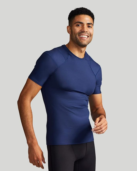 Tommie Copper Shoulder Support Shirt for Men, Posture Corrector Compression Shirt with UPF 50 Sun Protection