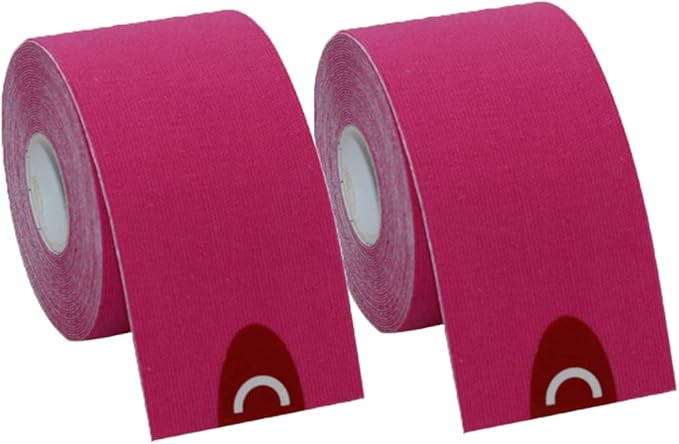 OBTANIM 2 Rolls Waterproof Breathable Kinesiology Tape, Athletic Elastic Kneepad Muscle Pain Relief Knee Taping for Gym Fitness Running Tennis Swimming (Pink)
