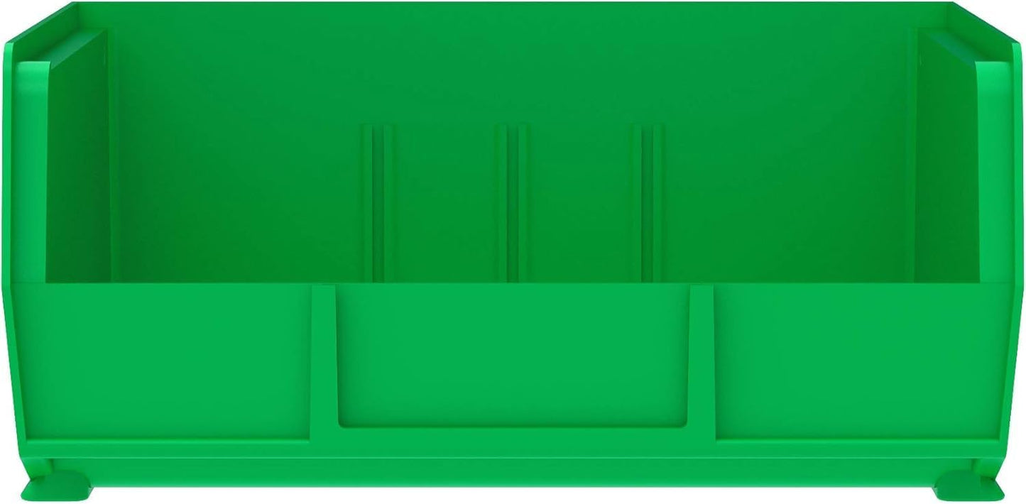 Akro-Mils 30235 AkroBins Plastic Storage Bins, Space-Saving Stackable Bins for Garage, Pantry, Craft Organization, 11-Inch x 11-Inch x 5-Inch, Green, 6-Pack
