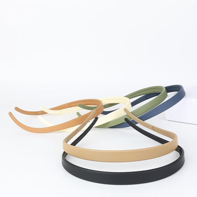 6 Pcs Comfortable Flex No Pressure Headbands for Women Glasses Wearers - Thin Plastic Headbands with Teeth - Matte Finish