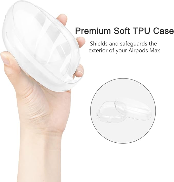 SOULWIT Protective Kit for AirPods Max, Headband Cover + TPU Case Protector + Silicone Ear Pads Cover, Sweatproof Accessory, Easily Washable, Anti-Scratch (White)