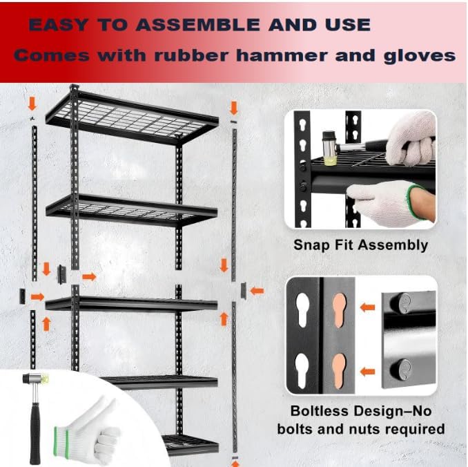 5 Tire Storage Shelving Heavy Duty Garage Shelves 2000LBS Load Bearing, Full Metal Shelving Units, Durable Construction, Adjustable Shelves, Easy Assembly, 28''W x 12''D x 60''H (60*28*12)
