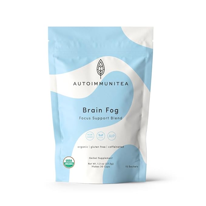 Brain Fog Tea for Herbal Focus & Memory, AIP AutoimmuniTea Protocol Diet Compliant Foods, Whole 30, Paleo Friendly - Nootropics Support Herbs Gingko Biloba, Peppermint, Gotu Kola
