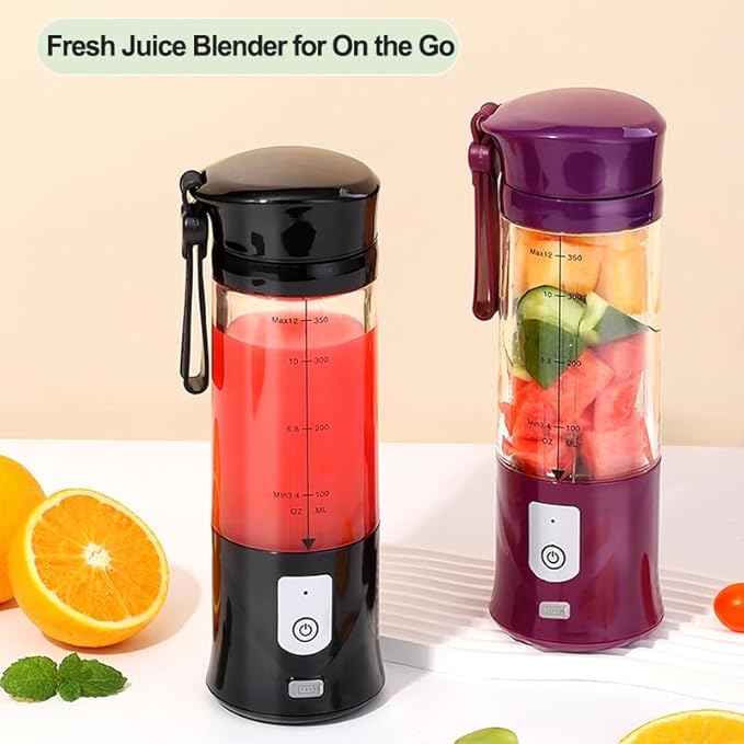 Portable Blender, Cordless, Personal Blender-for Shakes & Smoothies, BPA Free, Leakproof, USB-C Rechargeable, Ideal for Ice Blending, Juicing, and Food Processing, Convenient, and Versatile (Black)