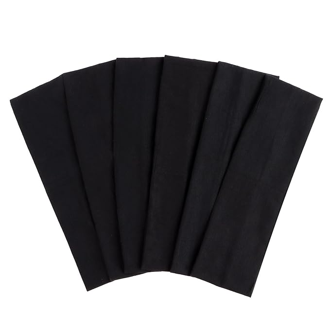 DERAYEE Headbands for Women, 6 Pcs Black Elastic Headbands Soft Fabric Non Slip Hair Bands for Women Yoga Sports Workout (9 x 2.5 Inch)