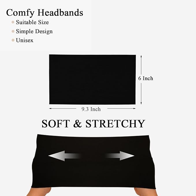 Wide Headbands For Women Stretch Headband Boho Head Bands Women's Hair Band Turban Workout Hairband Accessories Black 6 Pack