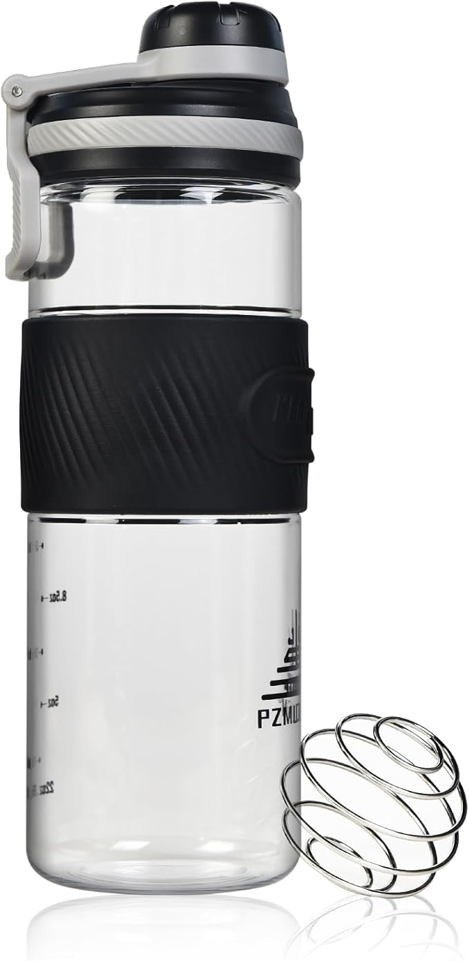 Shaker Bottle for Protein Mixes-protein shaker bottle- for super creamy fitness protein shakes,shaker cups for protein shakes 650ml/23oz - Durable, leak-proof(Black)