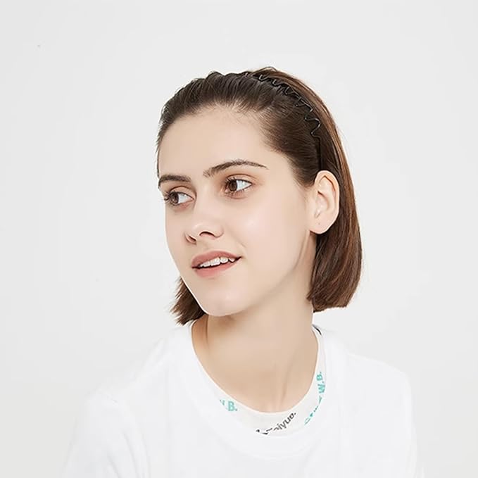 Metal Hair Bands Men's Headband Elastic Zigzag Headbands Outdoor Sports Headbands Fashion Simple Anti-Slip Hair Accessories (3 Pack)