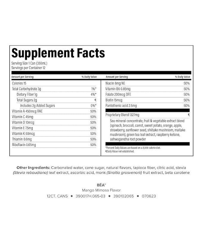 Isagenix BĒA™ Sparkling Energy Drink – Botanical Energy + Adaptogens – Mango Mimosa (12 Servings)