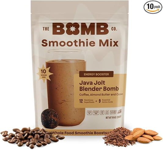 The Bomb Co. Blender Bomb, Java Jolt, Superfood Smoothie Mix With Coffee & Amino Acids for Energy Support, High Fiber 10 Servings