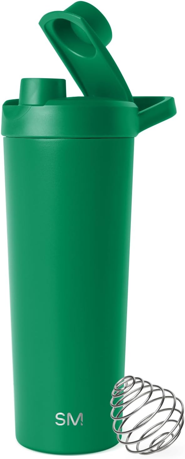 Simple Modern Stainless Steel Shaker Bottle with Ball 24oz | Metal Insulated Cup for Protein Mixes, Shakes and Pre Workout | Rally Collection | Kelly Green