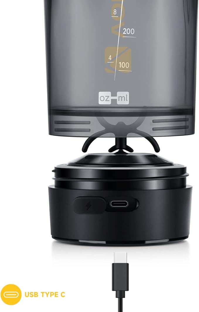 VOLTRX Shaker Bottle, Gallium USB C Rechargeable Electric Protein Shake Mixer, Shaker Cups for Protein Shakes and Meal Replacement Shakes, BPA Free, Made with Tritan, 24oz