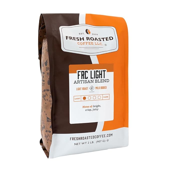 Fresh Roasted Coffee, FRC Light Roast Blend, 2 lb (32 oz), Kosher, Whole Bean