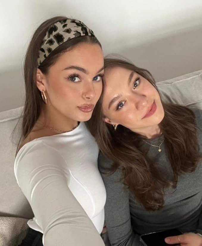 TERSE Cheetah Headbands for Women Short Hair Non Slip Elastic Sweat Hairbands Leopard Print Soft Fabric Hair Bands Workout Yoga Running Sport Thin Hair Wrap for Girls