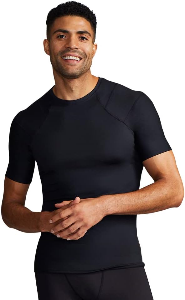 Tommie Copper Shoulder Support Shirt for Men, Posture Corrector Compression Shirt with UPF 50 Sun Protection