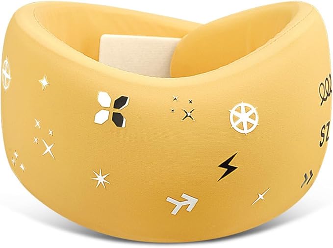 Neck Brace, Soft Memory Foam Cervical Collar Universal Neck Support Brace for Sleeping, Portable Neck Traction Equipment Forward Head Neck Posture Corrector for Women Men Spine Pressure (Yellow)