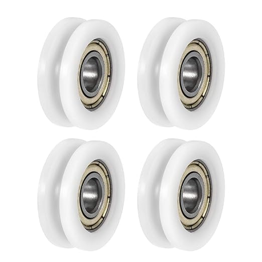 uxcell Nylon Pulley U Groove Ball Bearing Roller Guide Wheel 6x21x7mm Double Metal Shielded (GCr15) Chrome Steel Bearings 4pcs