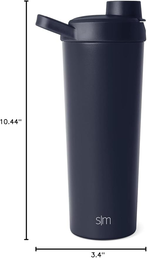 Simple Modern Stainless Steel Shaker Bottle with Ball 24oz | Metal Insulated Cup for Protein Mixes, Shakes and Pre Workout | Rally Collection | Deep Ocean