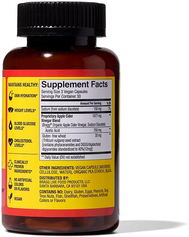 Bragg Renew Apple Cider Vinegar Capsules with Phytoceramides - 90 Capsules - Maintains Healthy Skin and Promotes Hydration