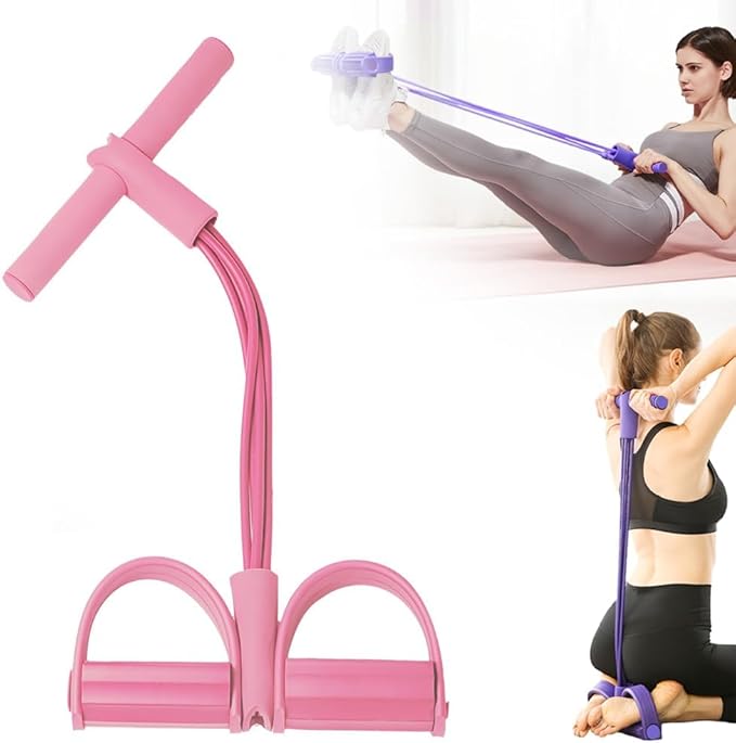 21 Fitness Resistance Bands-4 Tube Pedal Ankle Puller, Elastic Yoga Pedal Puller Resistance Band, Stretching Bands for Arm and Leg Workouts Abdomen, AB Training Auxiliary Device for Women Men