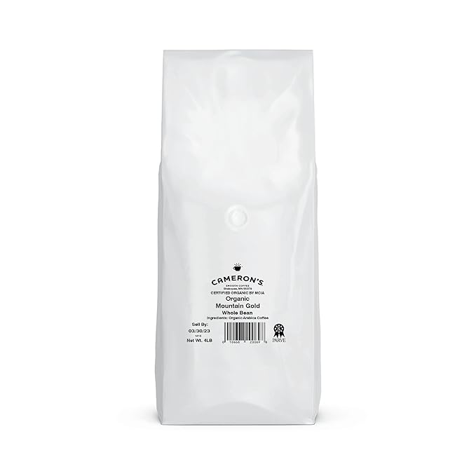 Cameron's Coffee Roasted Whole Bean Coffee, Organic Mountain Gold, 4 Pound