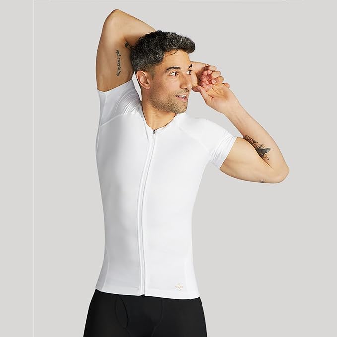 Tommie Copper Mens Short Sleeve Compression Shirt with Front Zipper – Full Back & Shoulder Support, Posture Corrector