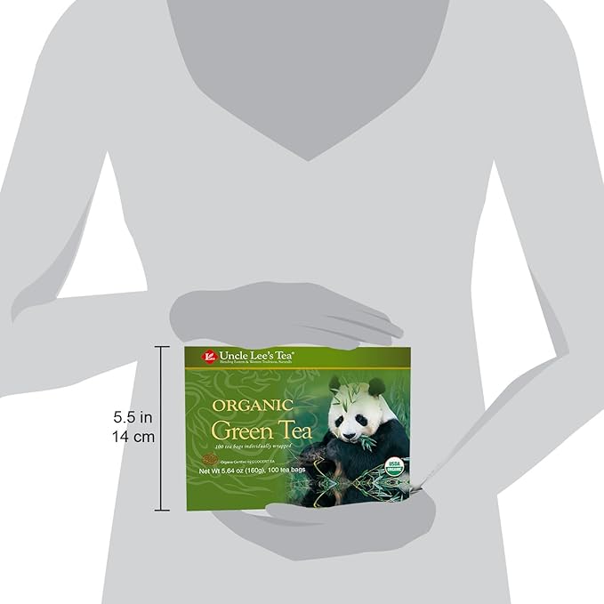 Uncle Lee's Organic Green Tea Bags 4-Pack, 106-Count Super Packs – Bright & Refreshing, Lightly Caffeinated Bulk Tea for Home, Office, Camping