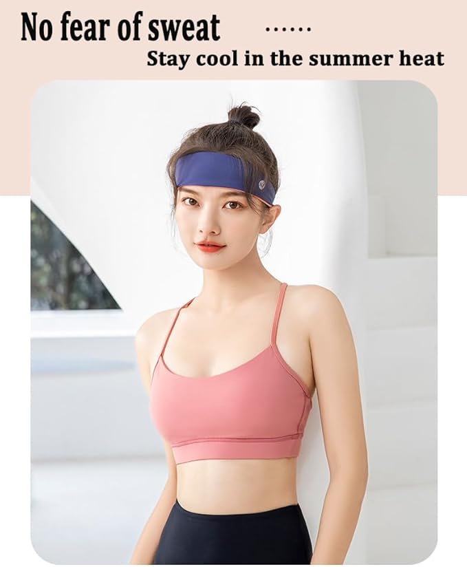 Women's Ice-Feeling Sports Headband Quick-Drying Cooling Sweatband Moisture Wicking Non Slip Exercise Sweat Band for Women Workout Running Tennis Yoga Fitness