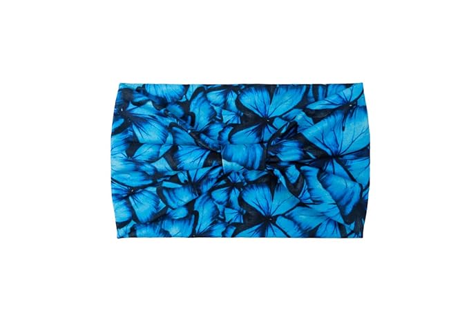 Butterfly Boho Headbands for Women Wide Headband Printed Head Wraps Thick Hairbands Large African Sport Yoga Turban Hair Bands Accessories (Pack of 4)