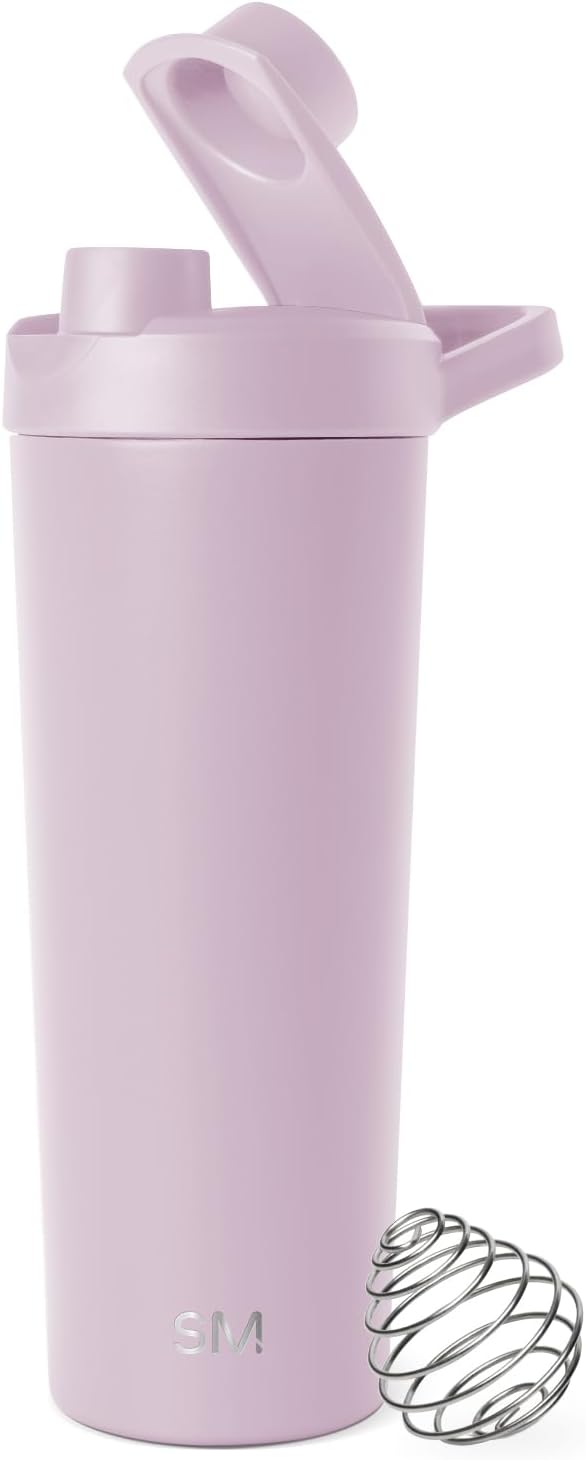 Simple Modern Stainless Steel Shaker Bottle with Ball 24oz | Metal Insulated Cup for Protein Mixes, Shakes and Pre Workout | Rally Collection | Lavender Mist